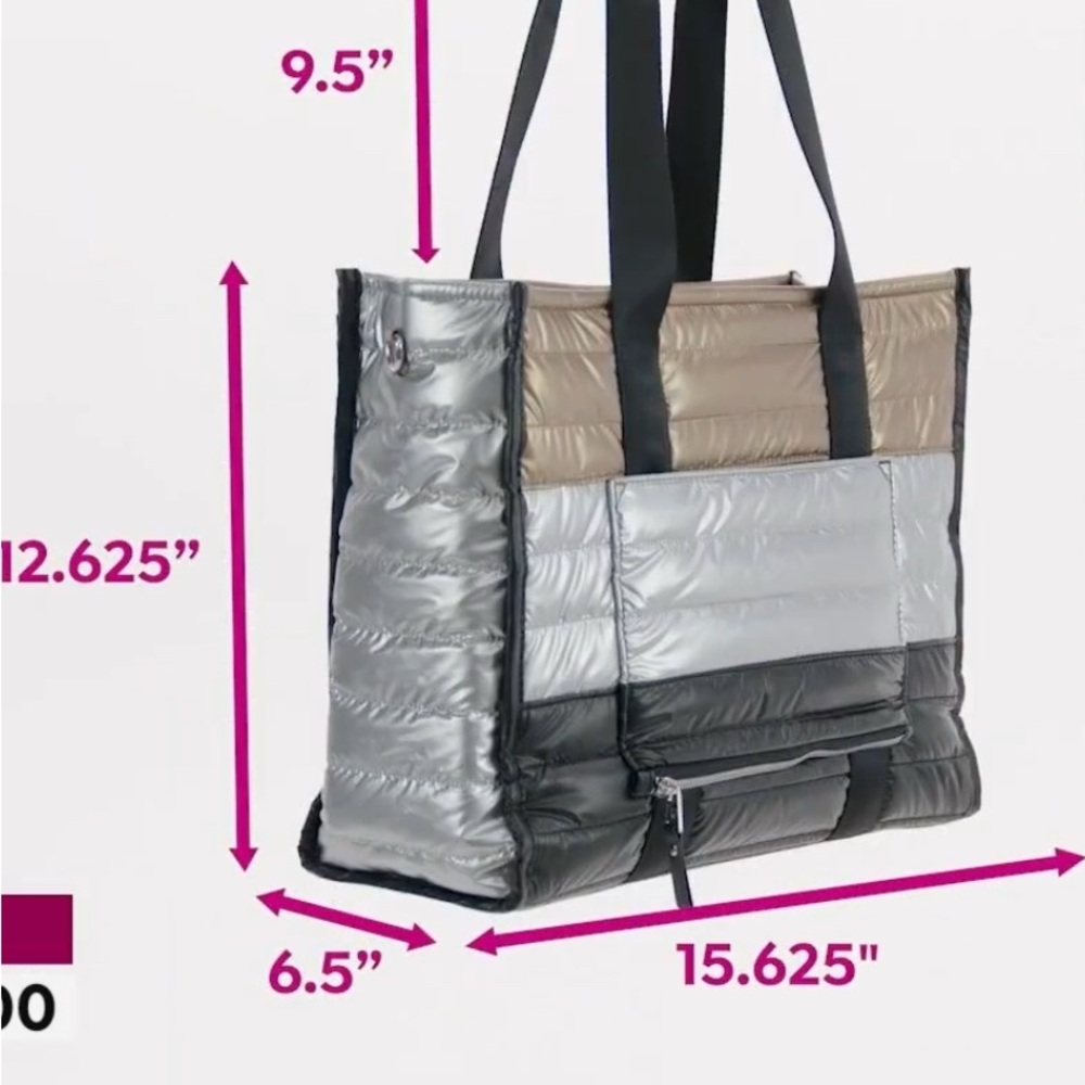 Samantha Brown Blue Quilted Tote and Pouch Set - Picture 8 of 9